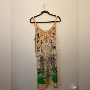 Roberto Cavalli Beige and Black Patterned Dress